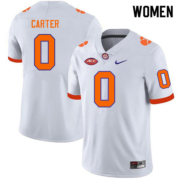 Women #0 Barrett Carter Clemson Tigers College Football Jerseys Sale-White